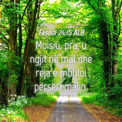 Picture 04 - Eksodi 24:15 ALB - Moisiu, pra, u ngjit në mal dhe reja e mbuloi - Bible Verse Picture