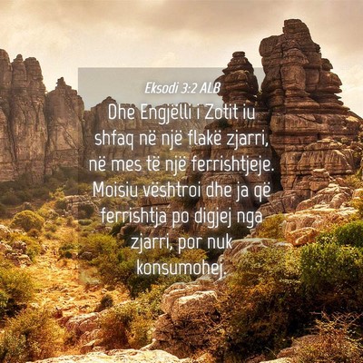 Picture 04 - Eksodi 3:2 ALB - Dhe Engjëlli i Zotit iu shfaq në një flakë - Bible Verse Picture