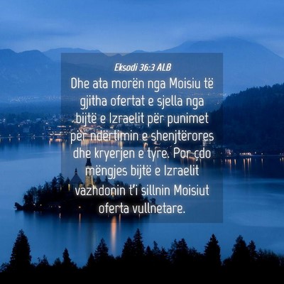 Picture 04 - Eksodi 36:3 ALB - Dhe ata morën nga Moisiu të gjitha ofertat e - Bible Verse Picture