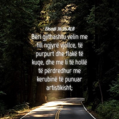 Picture 04 - Eksodi 36:35 ALB - Bëri gjithashtu velin me fill ngjyrë vjollce, - Bible Verse Picture