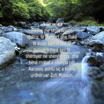 Picture 04 - Eksodi 39:1 ALB - Pastaj me stofa ngjyrë vjollce, të purpurt dhe - Bible Verse Picture
