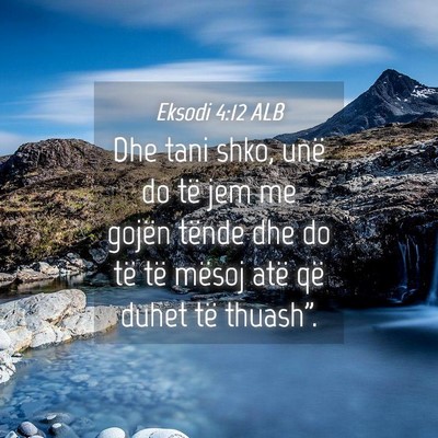 Picture 04 - Eksodi 4:12 ALB - Dhe tani shko, unë do të jem me gojën tënde - Bible Verse Picture
