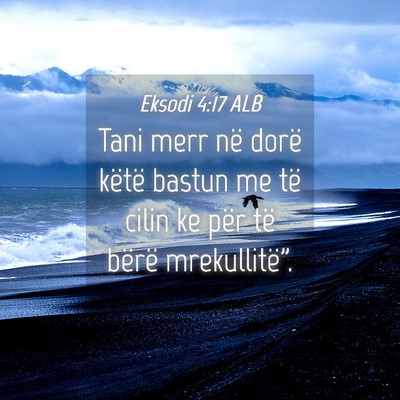 Picture 04 - Eksodi 4:17 ALB - Tani merr në dorë këtë bastun me të cilin ke - Bible Verse Picture