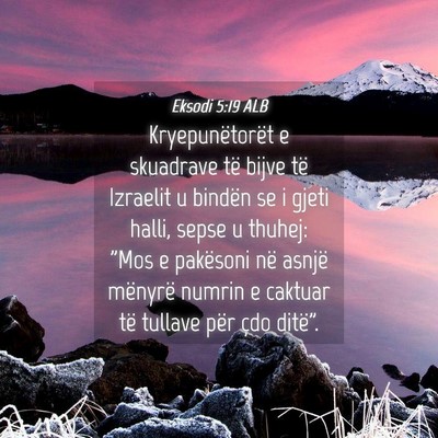 Picture 04 - Eksodi 5:19 ALB - Kryepunëtorët e skuadrave të bijve të - Bible Verse Picture