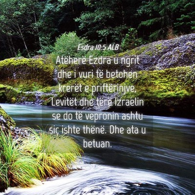 Picture 04 - Esdra 10:5 ALB - Atëherë Ezdra u ngrit dhe i vuri të betohen - Bible Verse Picture