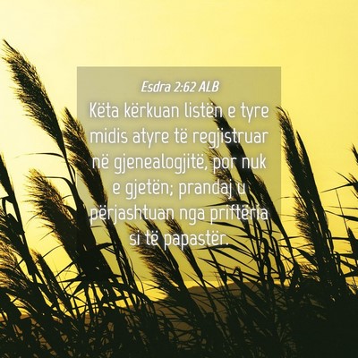Picture 04 - Esdra 2:62 ALB - Këta kërkuan listën e tyre midis atyre të - Bible Verse Picture
