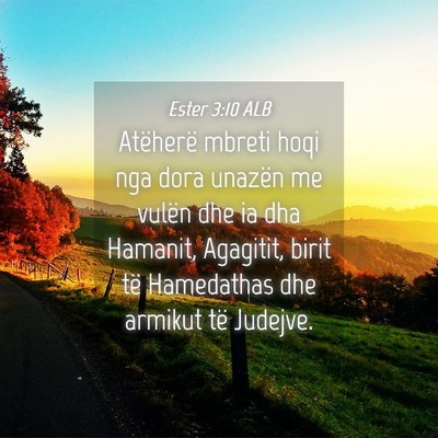 Picture 04 - Ester 3:10 ALB - Atëherë mbreti hoqi nga dora unazën me vulën - Bible Verse Picture