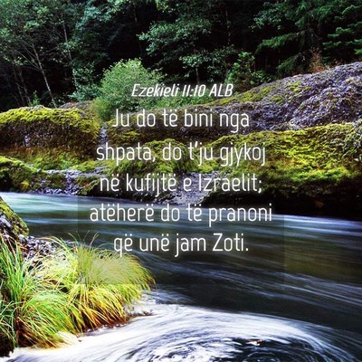 Picture 04 - Ezekieli 11:10 ALB - Ju do të bini nga shpata, do t’ju gjykoj në - Bible Verse Picture