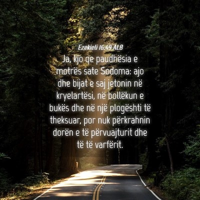 Picture 04 - Ezekieli 16:49 ALB - Ja, kjo qe paudhësia e motrës sate Sodoma: ajo - Bible Verse Picture