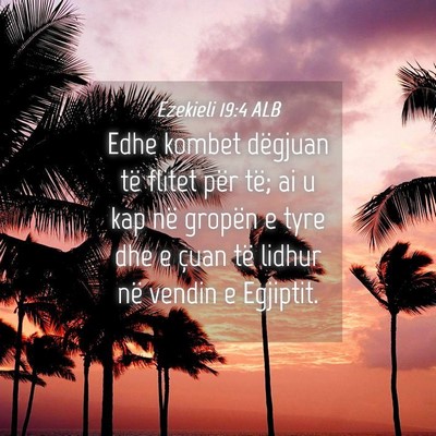Picture 04 - Ezekieli 19:4 ALB - Edhe kombet dëgjuan të flitet për të; ai u - Bible Verse Picture