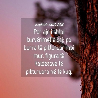 Picture 04 - Ezekieli 23:14 ALB - Por ajo i shtoi kurvërimet e saj; pa burra të - Bible Verse Picture