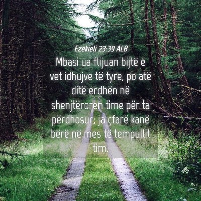 Picture 04 - Ezekieli 23:39 ALB - Mbasi ua flijuan bijtë e vet idhujve të tyre, - Bible Verse Picture