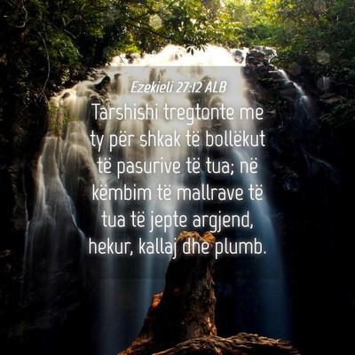 Picture 04 - Ezekieli 27:12 ALB - Tarshishi tregtonte me ty për shkak të - Bible Verse Picture