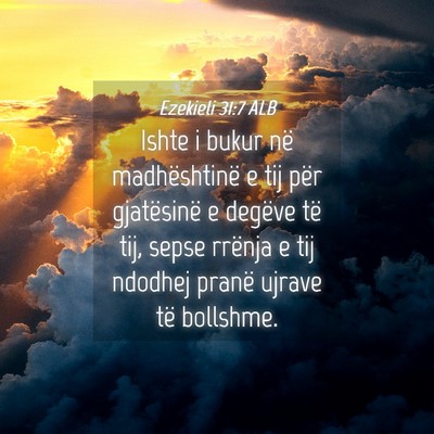 Picture 04 - Ezekieli 31:7 ALB - Ishte i bukur në madhështinë e tij për - Bible Verse Picture