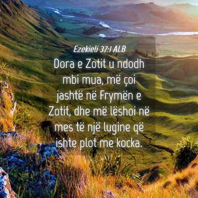 Picture 04 - Ezekieli 37:1 ALB - Dora e Zotit u ndodh mbi mua, më çoi jashtë - Bible Verse Picture