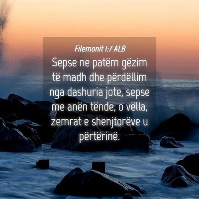 Picture 04 - Filemonit 1:7 ALB - Sepse ne patëm gëzim të madh dhe përdëllim - Bible Verse Picture