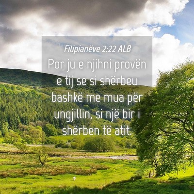 Picture 04 - Filipianëve 2:22 ALB - Por ju e njihni provën e tij se si shërbeu - Bible Verse Picture