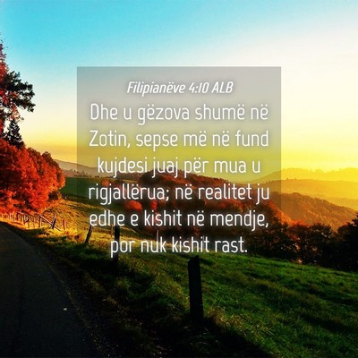 Picture 04 - Filipianëve 4:10 ALB - Dhe u gëzova shumë në Zotin, sepse më në - Bible Verse Picture