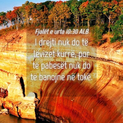 Picture 04 - Fjalët e urta 10:30 ALB - I drejti nuk do të lëvizet kurrë, por të - Bible Verse Picture