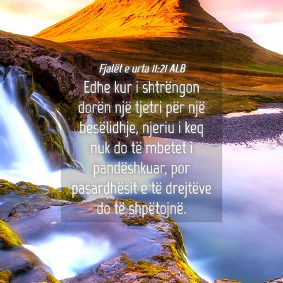 Picture 04 - Fjalët e urta 11:21 ALB - Edhe kur i shtrëngon dorën një tjetri për - Bible Verse Picture