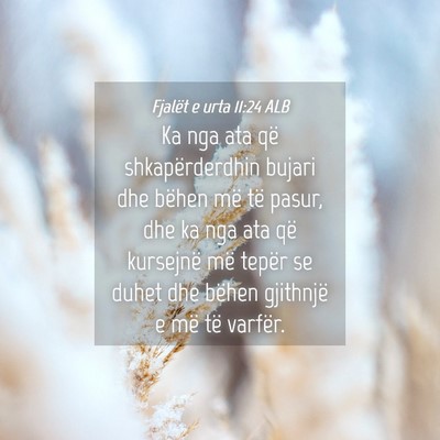 Picture 04 - Fjalët e urta 11:24 ALB - Ka nga ata që shkapërderdhin bujari dhe bëhen - Bible Verse Picture