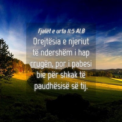 Picture 04 - Fjalët e urta 11:5 ALB - Drejtësia e njeriut të ndershëm i hap rrugën, - Bible Verse Picture