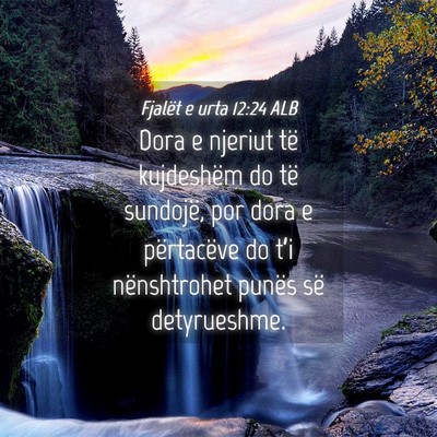 Picture 04 - Fjalët e urta 12:24 ALB - Dora e njeriut të kujdeshëm do të sundojë, - Bible Verse Picture