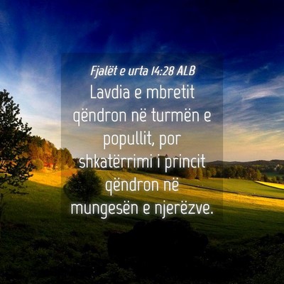 Picture 04 - Fjalët e urta 14:28 ALB - Lavdia e mbretit qëndron në turmën e popullit, - Bible Verse Picture
