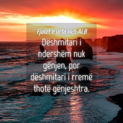 Picture 04 - Fjalët e urta 14:5 ALB - Dëshmitari i ndershëm nuk gënjen, por - Bible Verse Picture