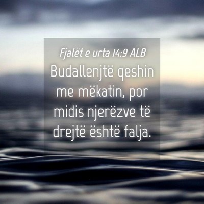 Picture 04 - Fjalët e urta 14:9 ALB - Budallenjtë qeshin me mëkatin, por midis - Bible Verse Picture