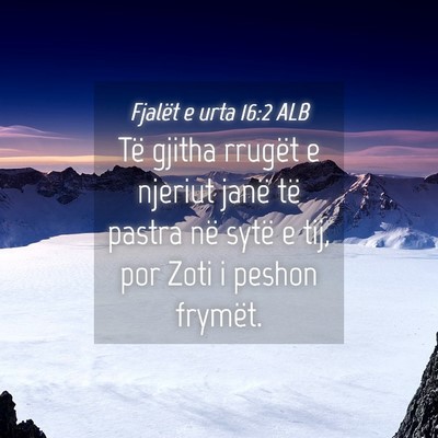Picture 04 - Fjalët e urta 16:2 ALB - Të gjitha rrugët e njeriut janë të pastra në - Bible Verse Picture