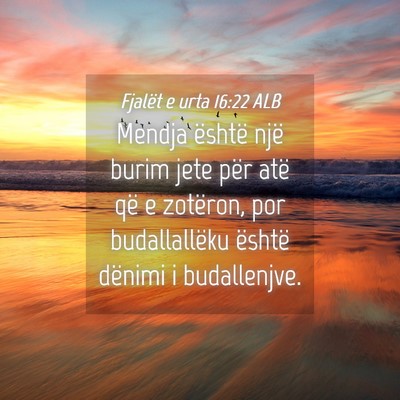 Picture 04 - Fjalët e urta 16:22 ALB - Mendja është një burim jete për atë që e - Bible Verse Picture