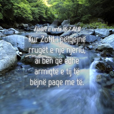 Picture 04 - Fjalët e urta 16:7 ALB - Kur Zotit i pëlqejnë rrugët e një njeriu, ai - Bible Verse Picture