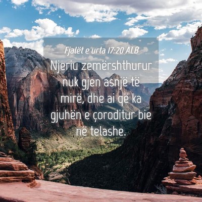 Picture 04 - Fjalët e urta 17:20 ALB - Njeriu zemërshthurur nuk gjen asnjë të mirë, - Bible Verse Picture