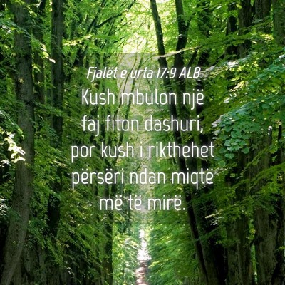 Picture 04 - Fjalët e urta 17:9 ALB - Kush mbulon një faj fiton dashuri, por kush i - Bible Verse Picture