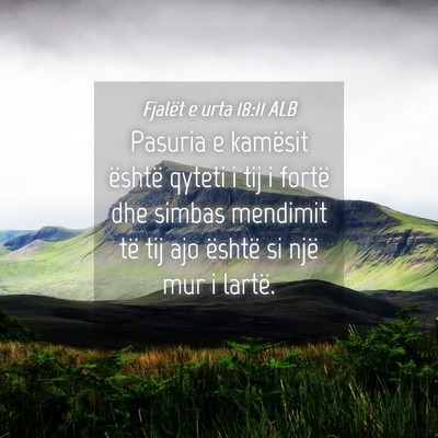 Picture 04 - Fjalët e urta 18:11 ALB - Pasuria e kamësit është qyteti i tij i fortë - Bible Verse Picture