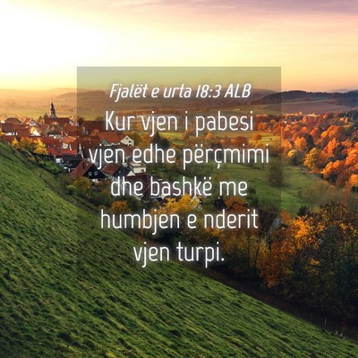 Picture 04 - Fjalët e urta 18:3 ALB - Kur vjen i pabesi vjen edhe përçmimi dhe - Bible Verse Picture