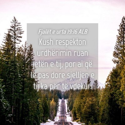 Picture 04 - Fjalët e urta 19:16 ALB - Kush respekton urdhërimin ruan jetën e tij, por - Bible Verse Picture