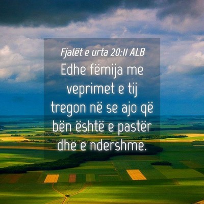 Picture 04 - Fjalët e urta 20:11 ALB - Edhe fëmija me veprimet e tij tregon në se ajo - Bible Verse Picture