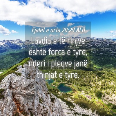 Picture 04 - Fjalët e urta 20:29 ALB - Lavdia e të rinjve është forca e tyre, nderi i - Bible Verse Picture