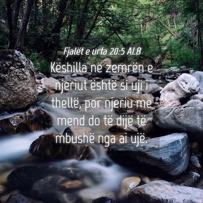 Picture 04 - Fjalët e urta 20:5 ALB - Këshilla në zemrën e njeriut është si uji i - Bible Verse Picture