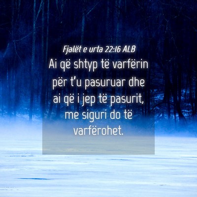 Picture 04 - Fjalët e urta 22:16 ALB - Ai që shtyp të varfërin për t’u pasuruar - Bible Verse Picture