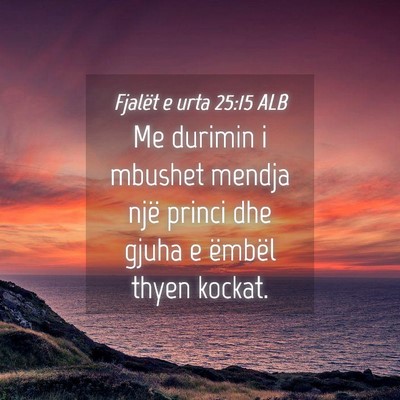Picture 04 - Fjalët e urta 25:15 ALB - Me durimin i mbushet mendja një princi dhe gjuha - Bible Verse Picture