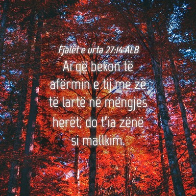 Picture 04 - Fjalët e urta 27:14 ALB - Ai që bekon të afërmin e tij me zë të lartë - Bible Verse Picture