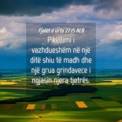 Picture 04 - Fjalët e urta 27:15 ALB - Pikëllimi i vazhdueshëm në një ditë shiu të - Bible Verse Picture