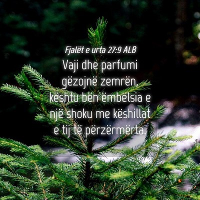 Picture 04 - Fjalët e urta 27:9 ALB - Vaji dhe parfumi gëzojnë zemrën, kështu bën - Bible Verse Picture