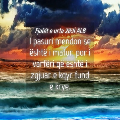 Picture 04 - Fjalët e urta 28:11 ALB - I pasuri mendon se është i matur, por i - Bible Verse Picture
