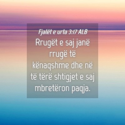 Picture 04 - Fjalët e urta 3:17 ALB - Rrugët e saj janë rrugë të kënaqshme dhe në - Bible Verse Picture