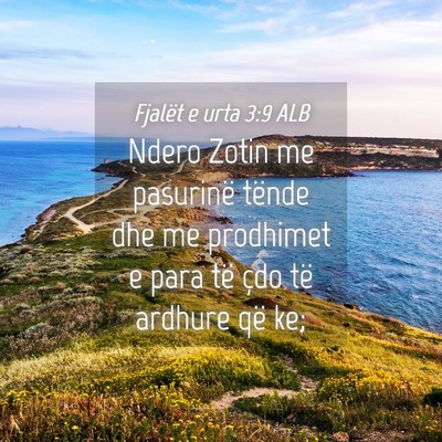 Picture 04 - Fjalët e urta 3:9 ALB - Ndero Zotin me pasurinë tënde dhe me prodhimet - Bible Verse Picture