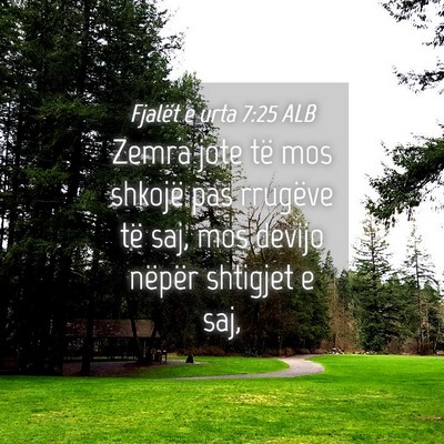 Picture 04 - Fjalët e urta 7:25 ALB - Zemra jote të mos shkojë pas rrugëve të saj, - Bible Verse Picture